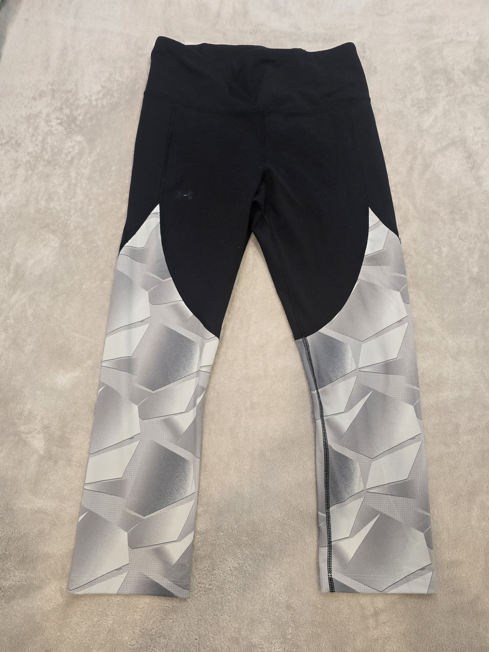 Under Armour Black Leggings with Gray Geometric Panels